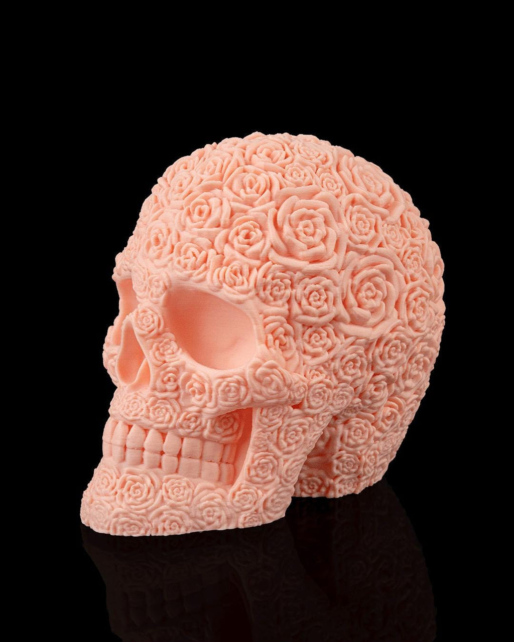 Rose Skull Decor – Gothic Floral Skull Sculpture – Halloween Skull Decoration for Gothic Home Decor