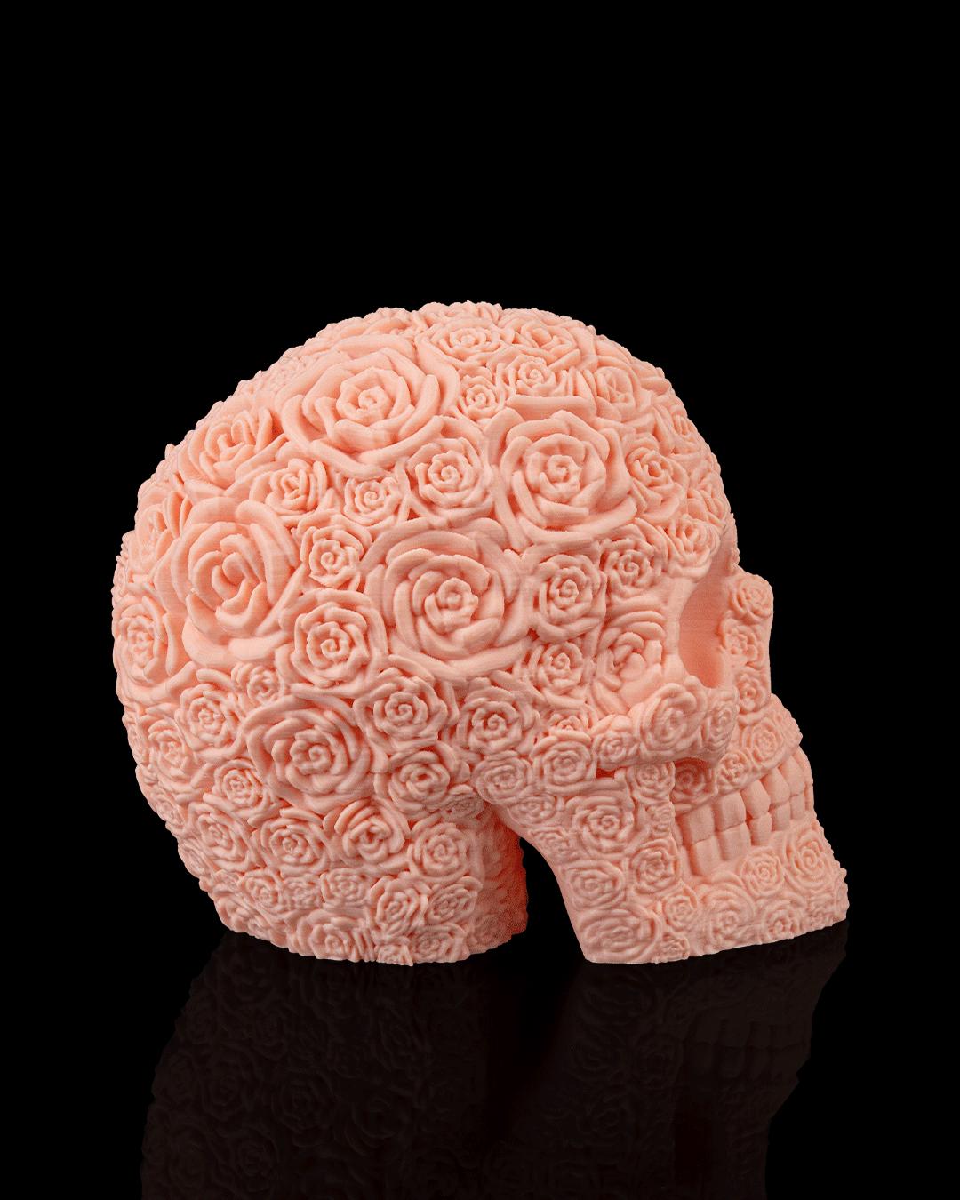 Rose Skull Decor – Gothic Floral Skull Sculpture – Halloween Skull Decoration for Gothic Home Decor