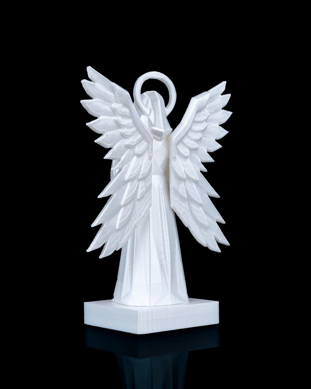 4-Winged Angel Statue – Modern Geometric Guardian Angel Sculpture with Halo