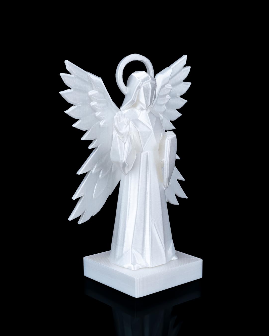 4-Winged Angel Statue – Modern Geometric Guardian Angel Sculpture with Halo