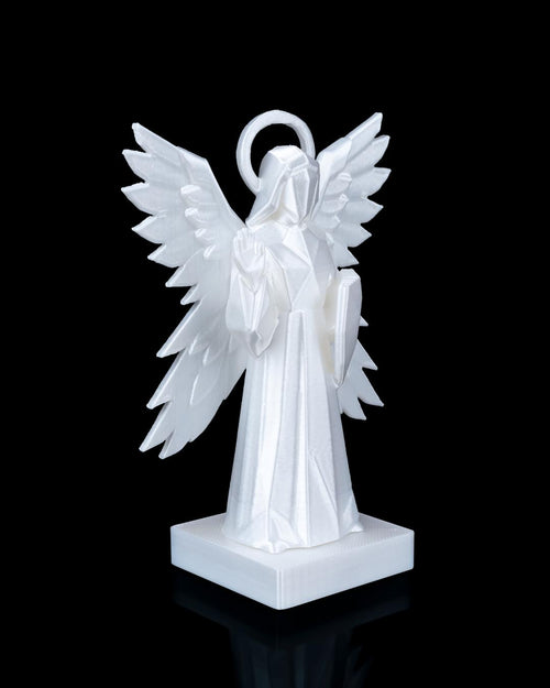 4-Winged Angel Statue – Modern Geometric Guardian Angel Sculpture with Halo