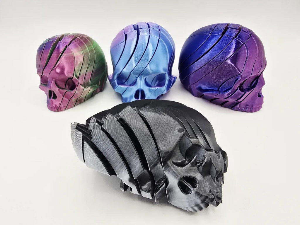 Slime Skull Fidget Toy, 3D Printed Skull Twist Cascading Sensory Toy, Stress Relief for Anxiety & ADHD, Cool Spooky Desk Gift