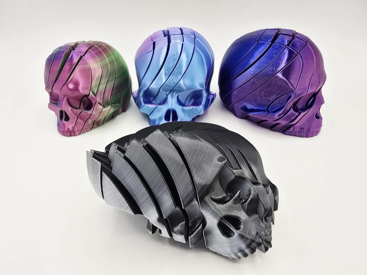 Slime Skull Fidget Toy, 3D Printed Skull Twist Cascading Sensory Toy, Stress Relief for Anxiety & ADHD, Cool Spooky Desk Gift