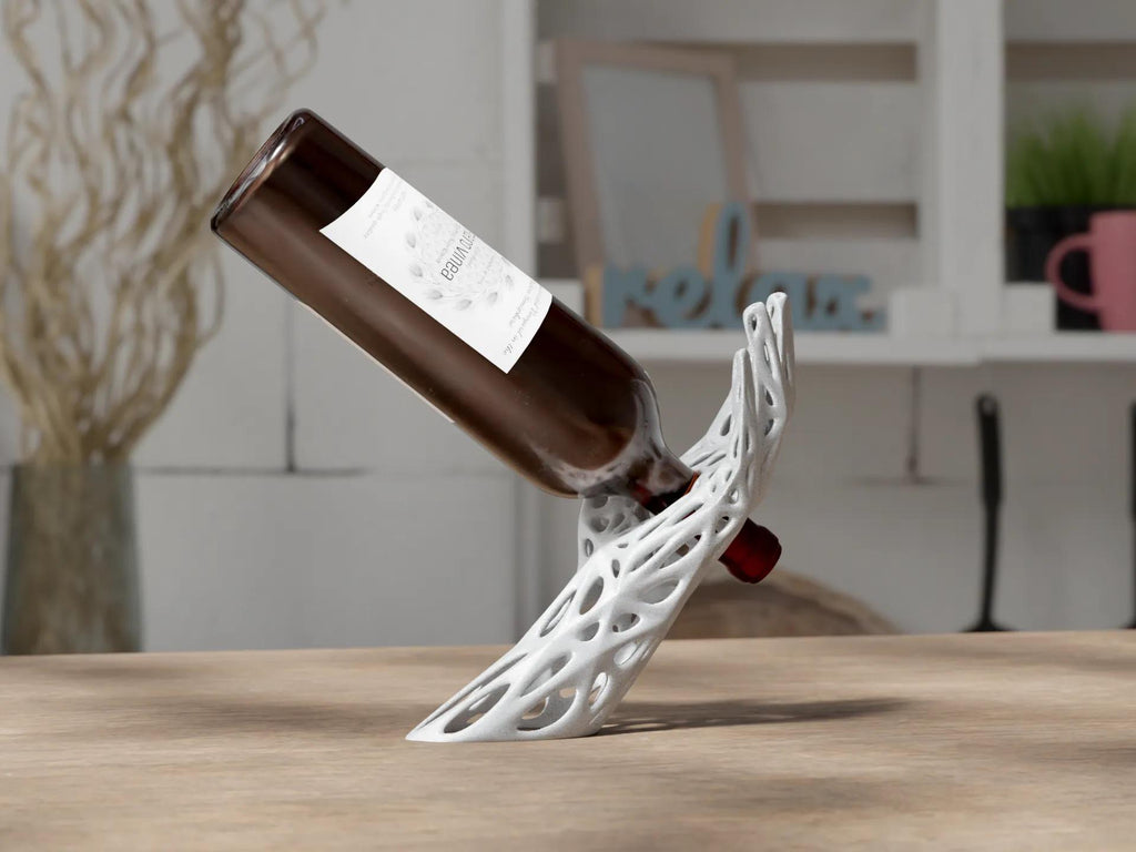 Voronoi Wine Holder – Sculptural Hand-Shaped Bottle Stand | Unique Wine Rack Gift for Wine Lovers & Home Bar Decor