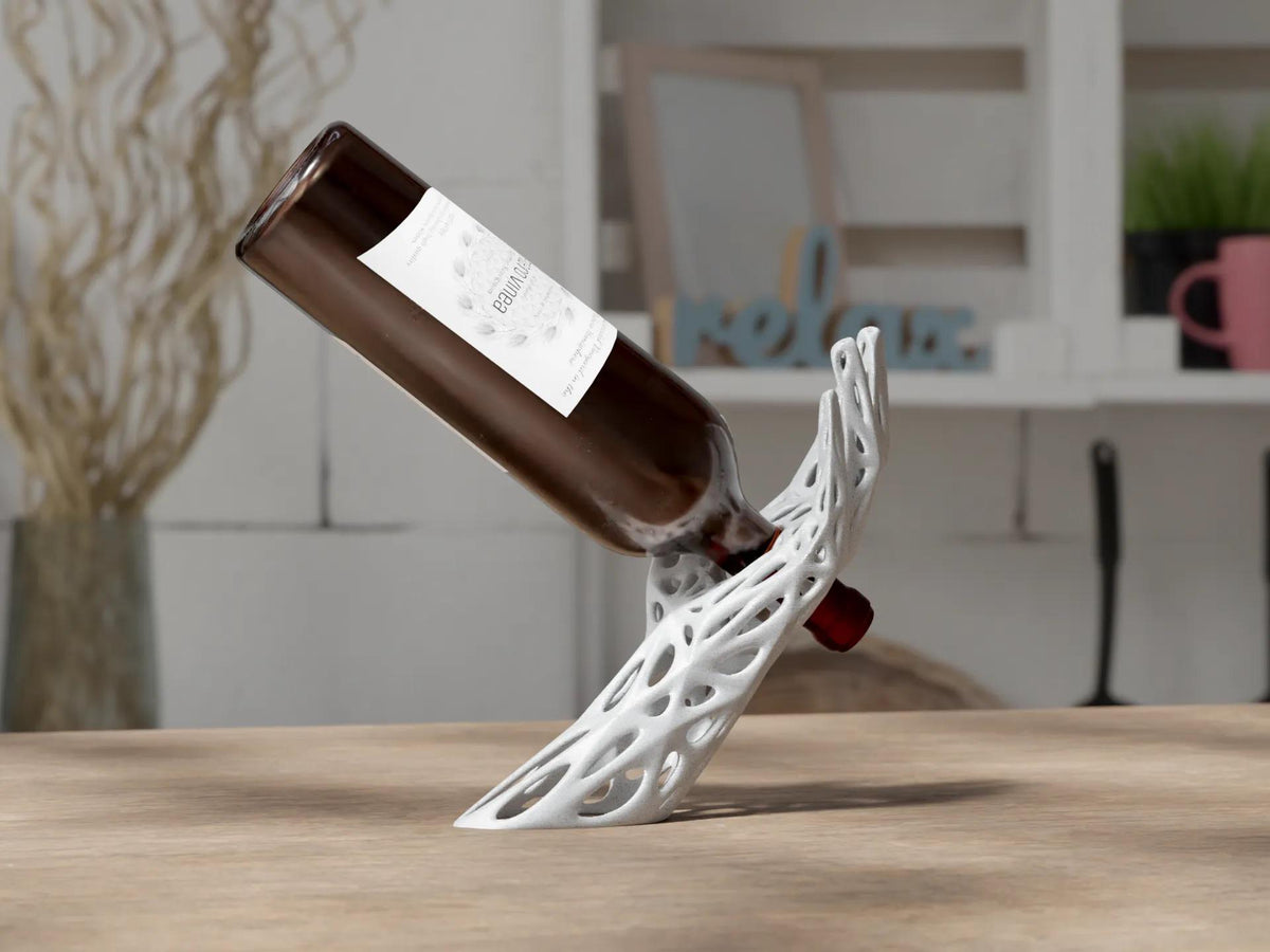 Voronoi Wine Holder – Sculptural Hand-Shaped Bottle Stand | Unique Wine Rack Gift for Wine Lovers & Home Bar Decor