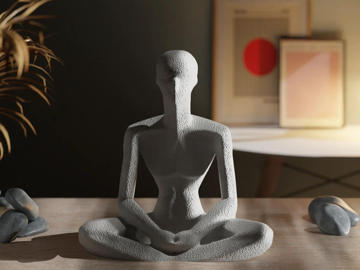 3D Printed Meditative Monk Figurine – Zen Home Decor, Minimalist Sculpture, Spiritual Gift