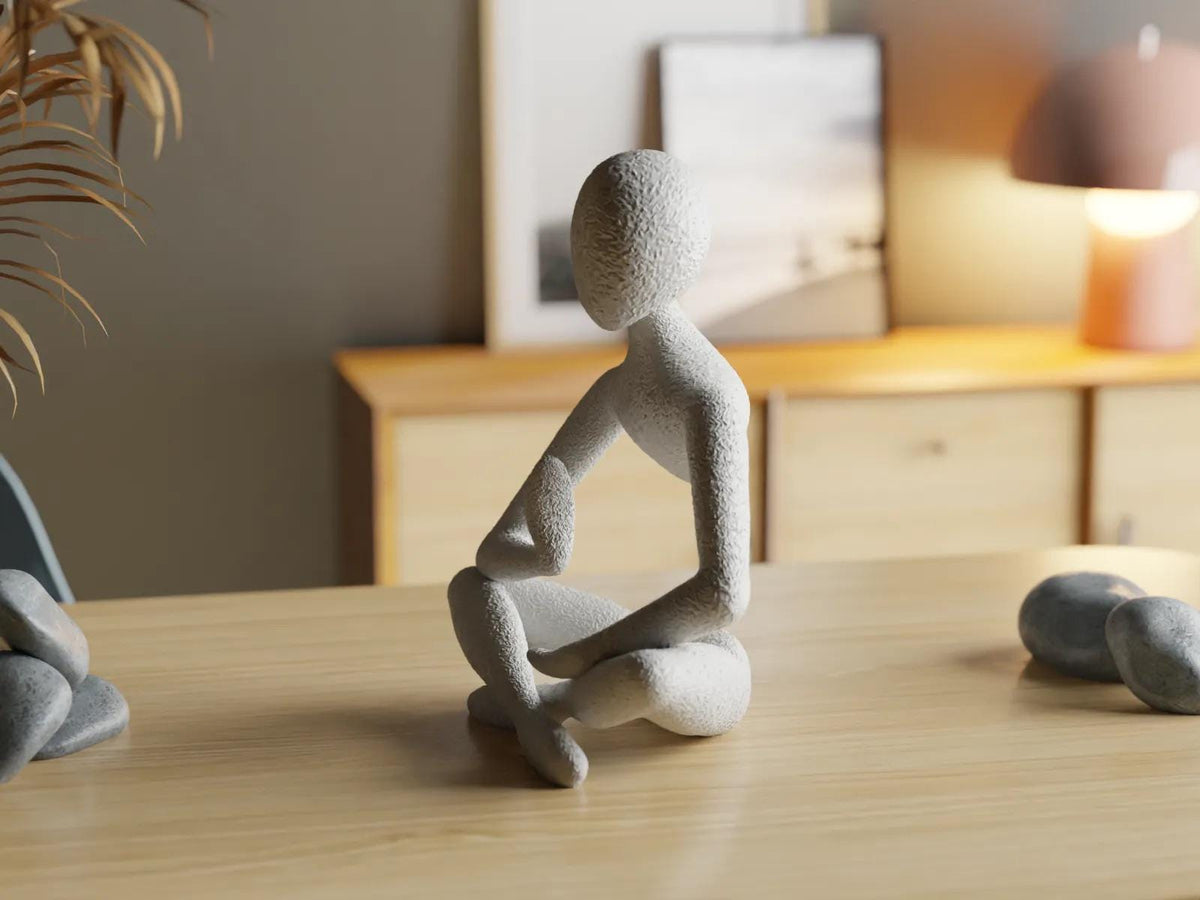 3D Printed Meditative Figure – Modern Art Sculpture for Home Decor, Zen-Inspired Yoga Pose Ornament