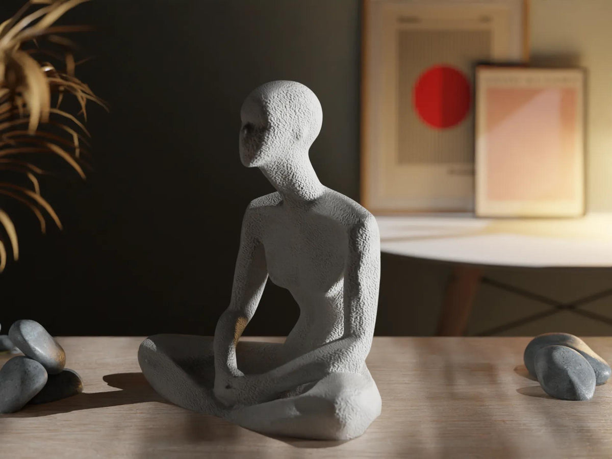 3D Printed Meditative Monk Figurine – Zen Home Decor, Minimalist Sculpture, Spiritual Gift