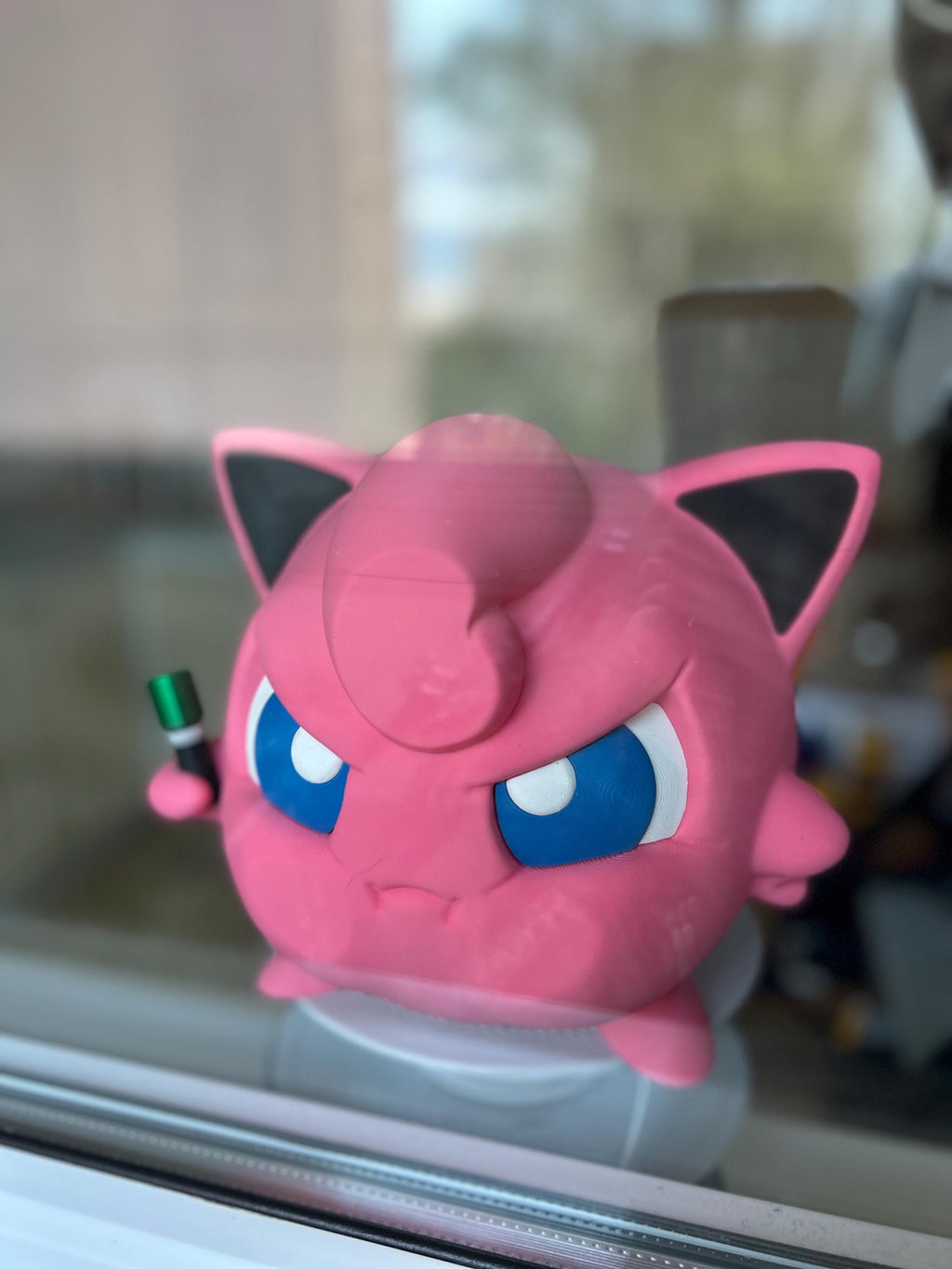 Jigglypuff Window Decoration | 3D Printed Singing Figure | w Mic & no Mic | Window Presser Desk Toy | Anime Room Decor
