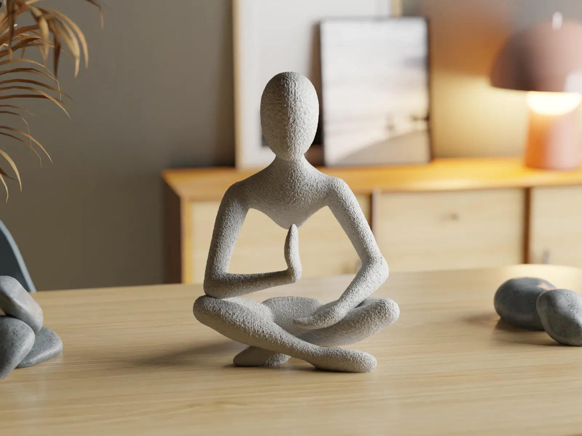 3D Printed Meditative Figure – Modern Art Sculpture for Home Decor, Zen-Inspired Yoga Pose Ornament