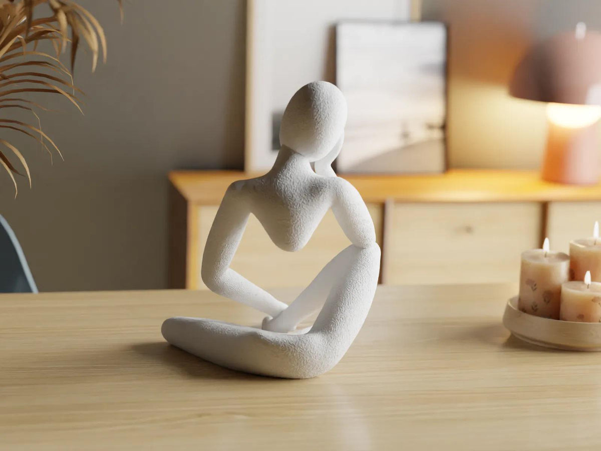 Modern 3D Printed Meditation Figure – Minimalist Home Decor Sculpture, Yoga Pose Art