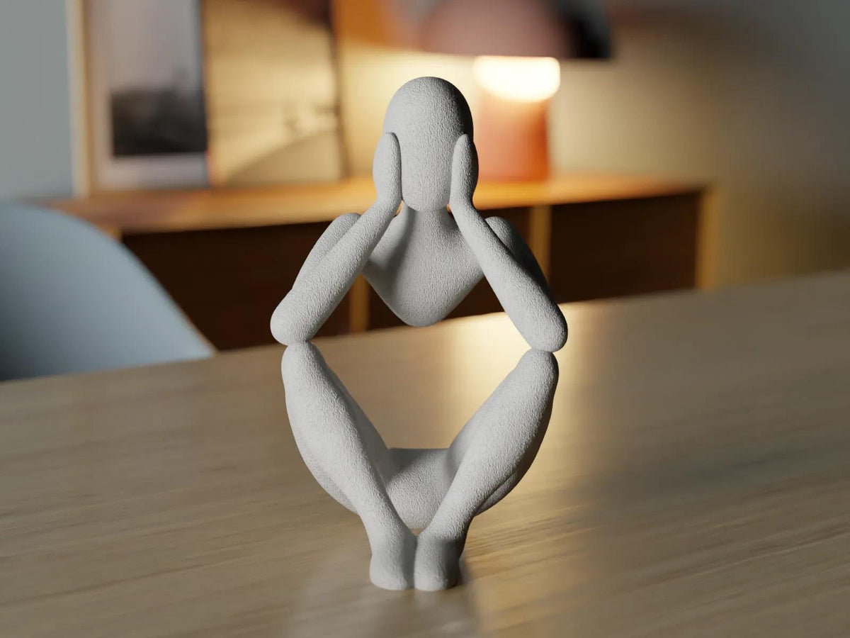 Contemplative 3D Printed Abstract Figure - Modern Minimalist Art Sculpture for Home Decor