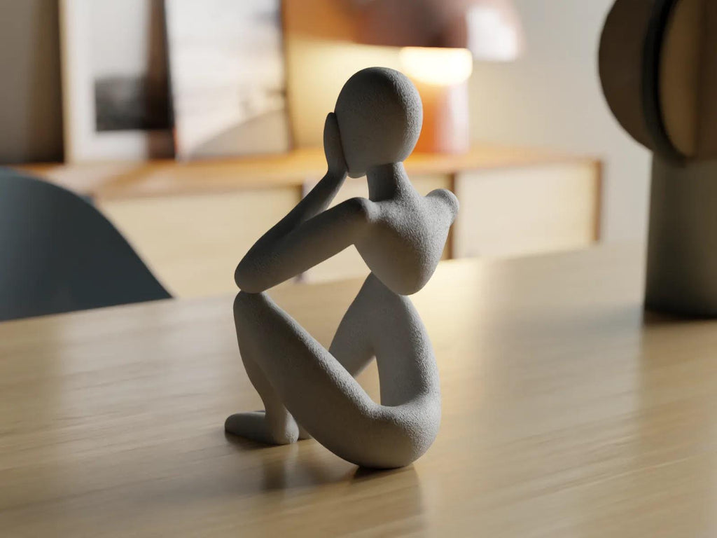 Contemplative 3D Printed Abstract Figure - Modern Minimalist Art Sculpture for Home Decor