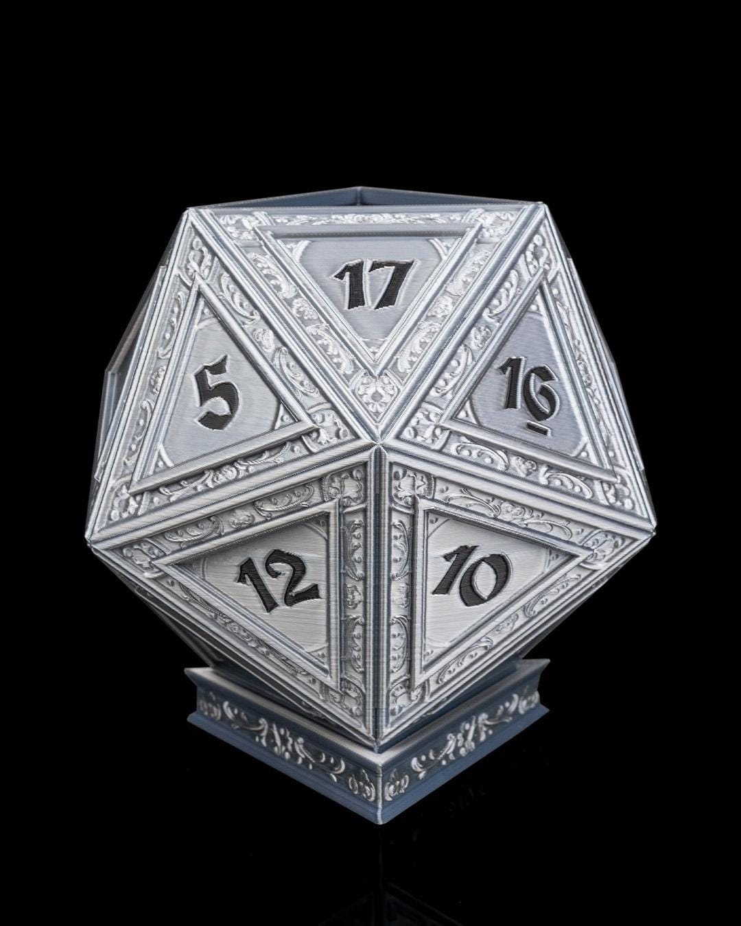 3D Printed Champion's D20 Dice Planter - Geeky RPG Decor for Gamers & DnD Fans