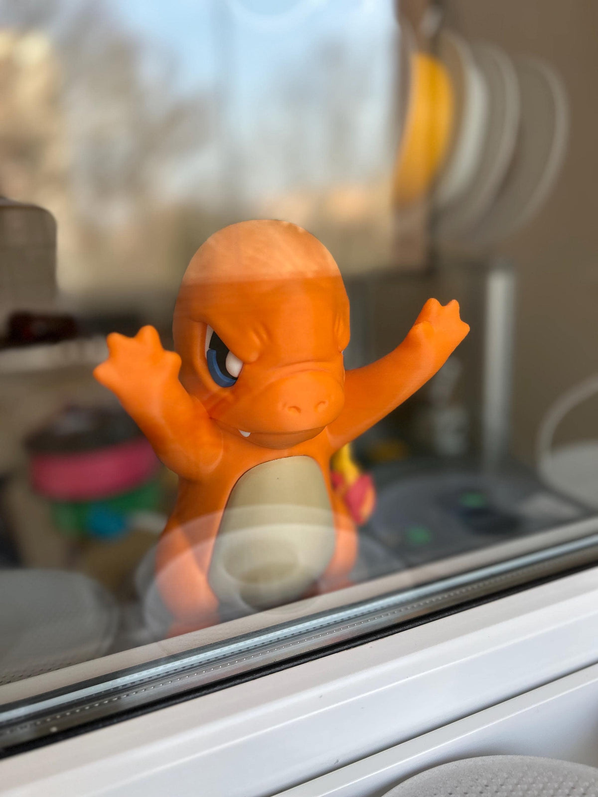 Charmander 3D Window Decoration | Window Presser | Anime Fan Gift | 3D Printed Desk Toy