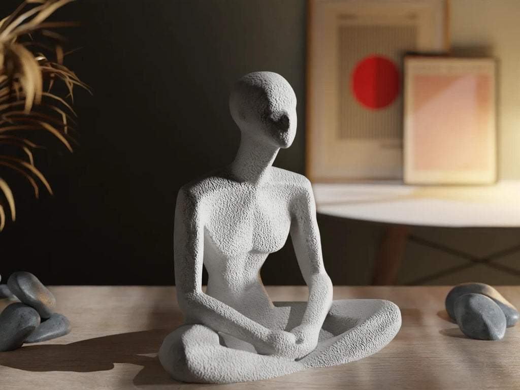 3D Printed Meditative Monk Figurine – Zen Home Decor, Minimalist Sculpture, Spiritual Gift