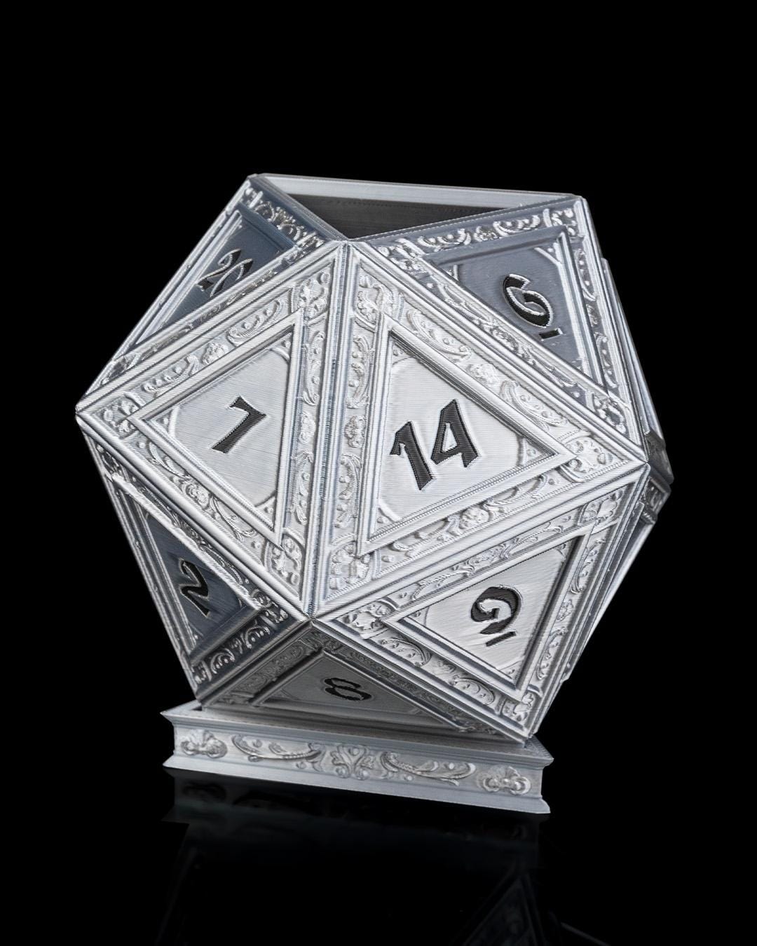 3D Printed Champion's D20 Dice Planter - Geeky RPG Decor for Gamers & DnD Fans