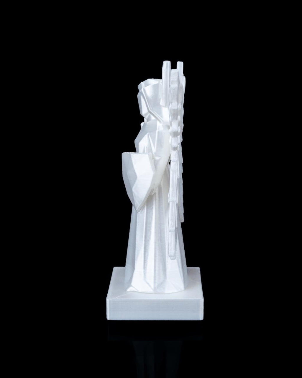 4-Winged Angel Statue – Modern Geometric Guardian Angel Sculpture with Halo