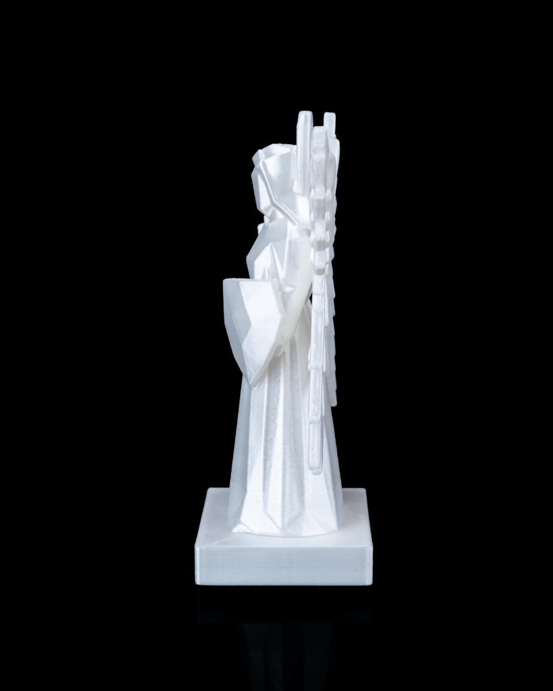 4-Winged Angel Statue – Modern Geometric Guardian Angel Sculpture with Halo