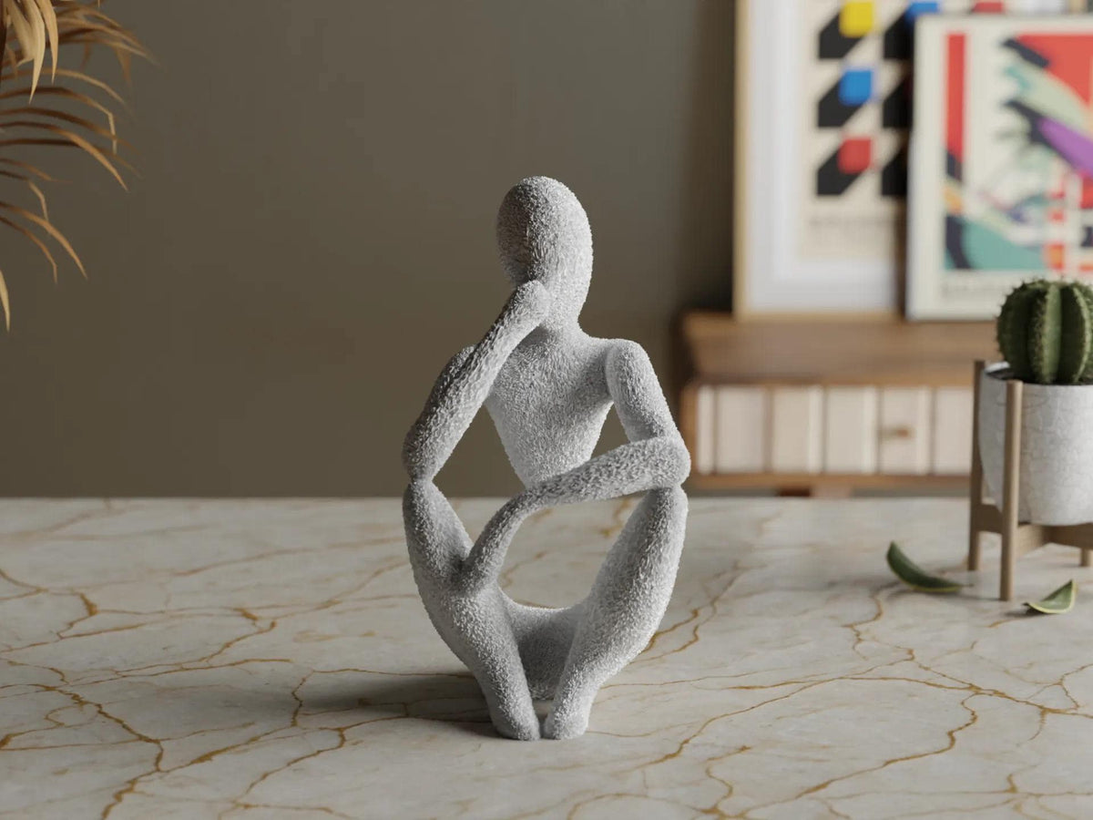 Contemplative 3D Printed Figurine – Minimalist Meditation Statue, Modern Home Decor