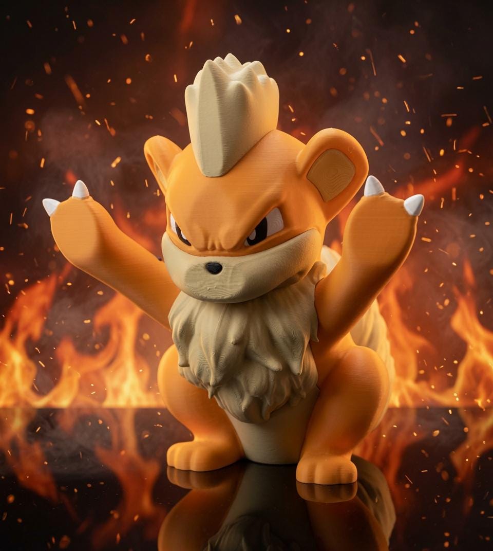 Growlithe 3D Window Decoration | Window Presser | Anime Desk Toy | Room Decor