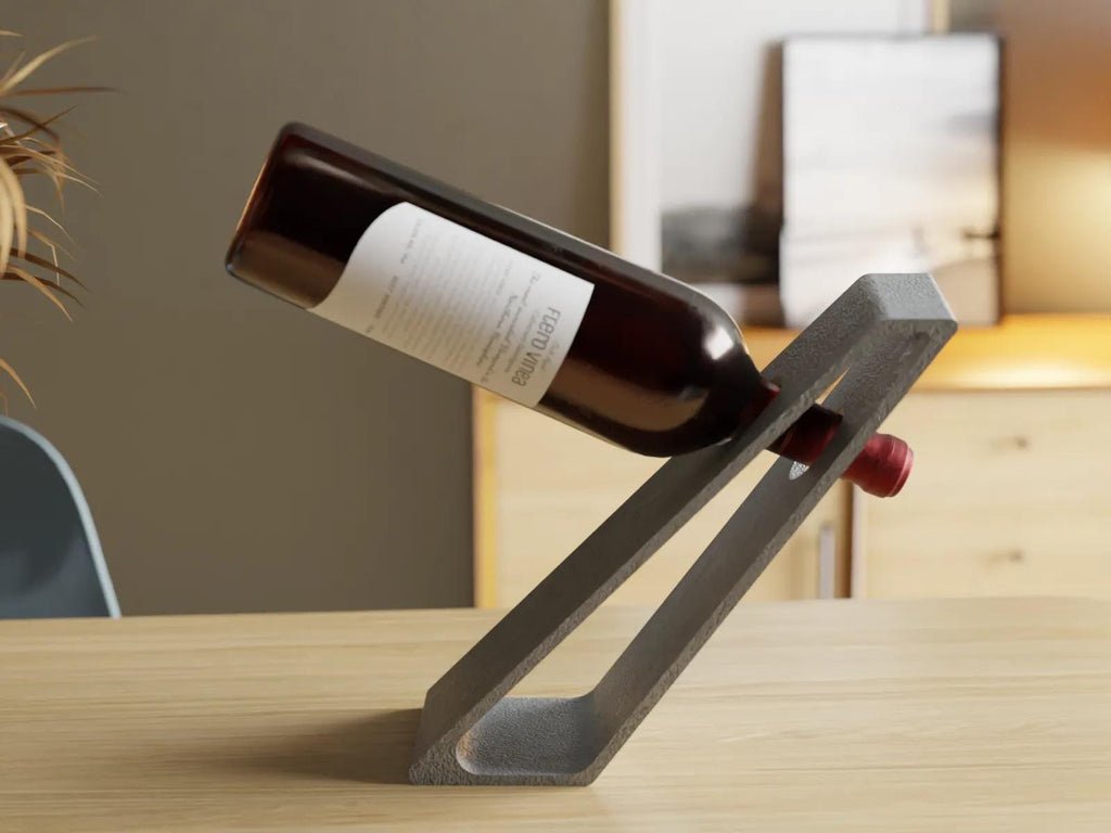 3D Printed Wine Bottle Holder – Modern Minimalist Display Stand