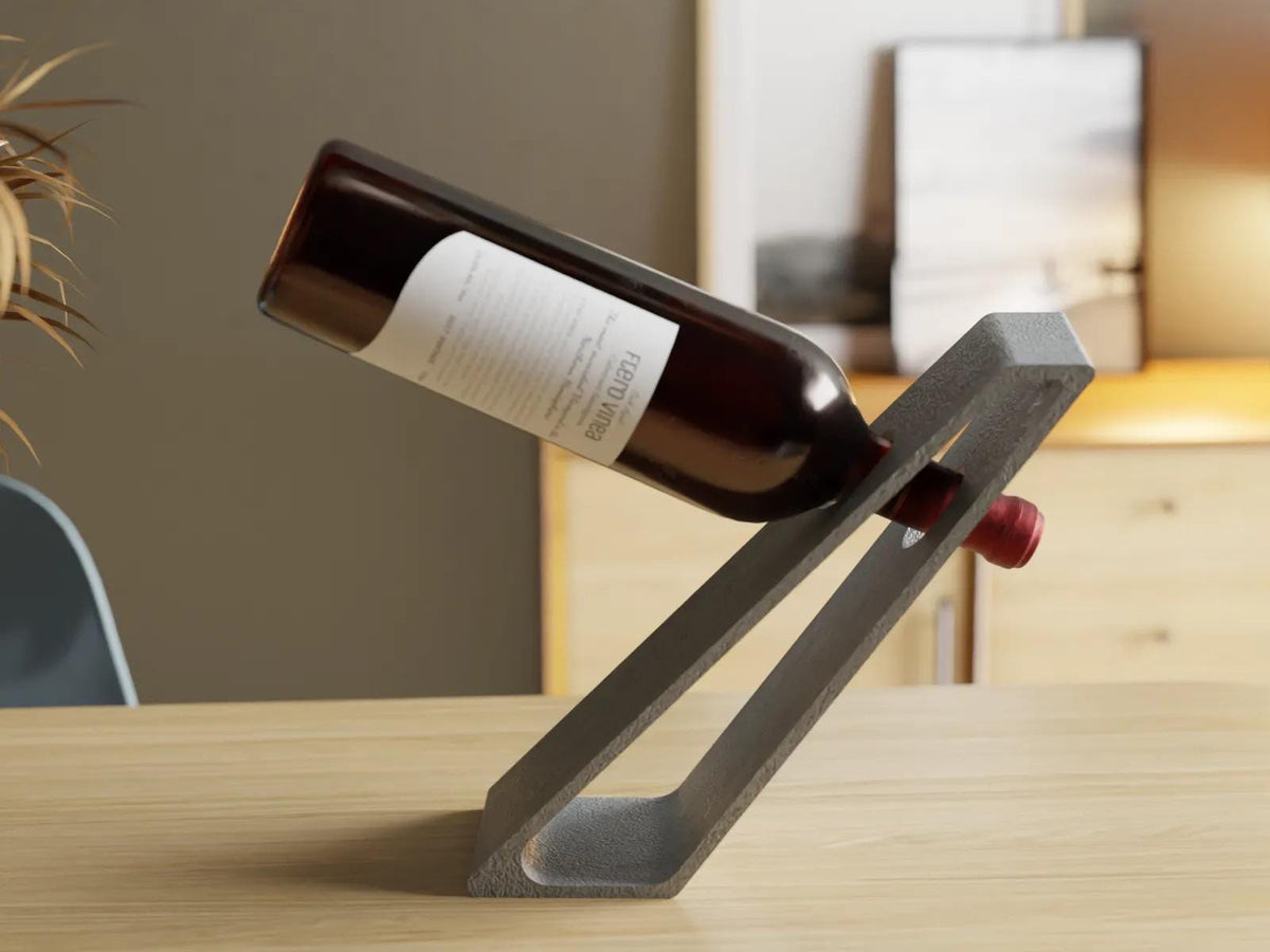 3D Printed Wine Bottle Holder – Modern Minimalist Display Stand