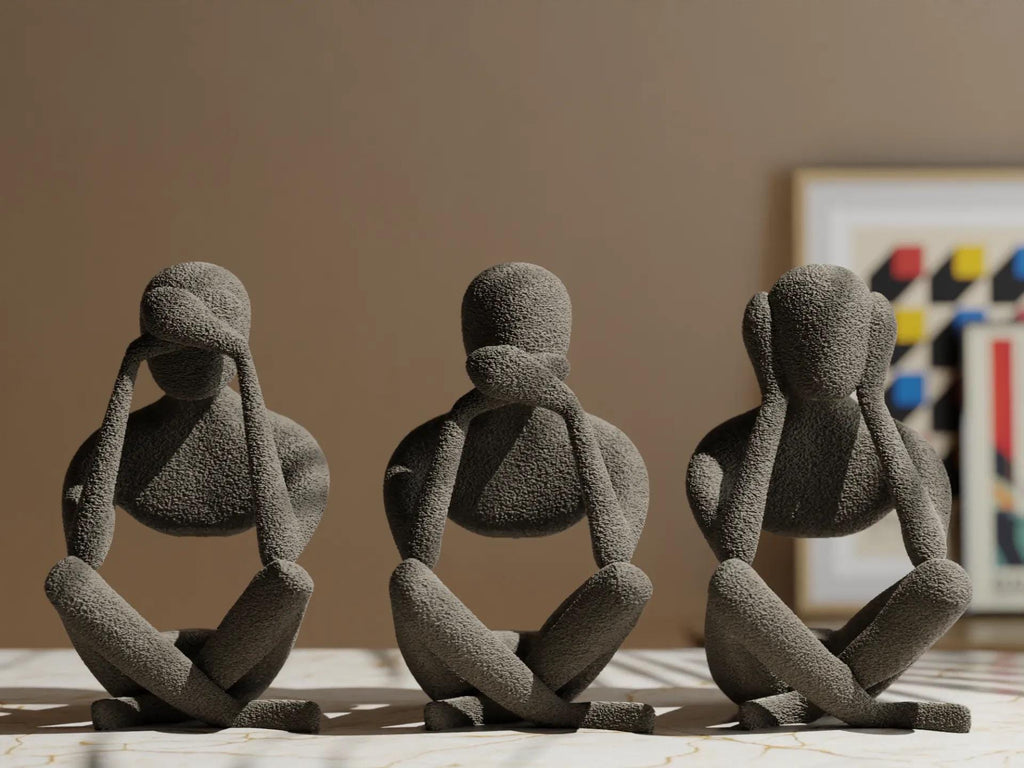 Modern Statue Trio - See, Hear, Speak No Evil Figurines - Minimalist Home Decor, Unique Gift