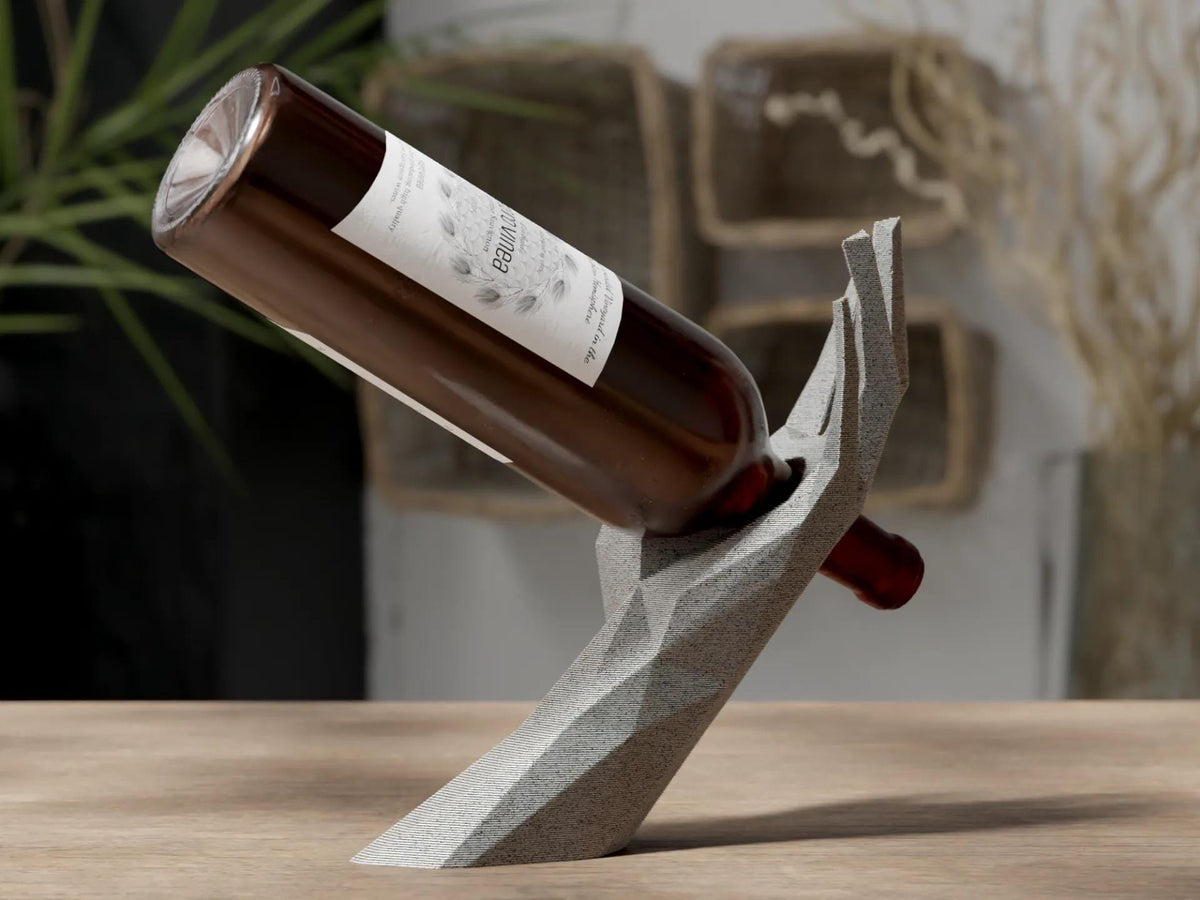 Geometric Wine Holder – Modern Low-Poly Hand Bottle Stand | Unique Wine Gift for Him, Home Bar or Kitchen Decor