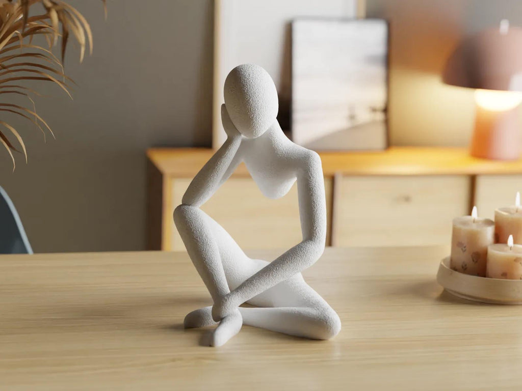 Modern 3D Printed Meditation Figure – Minimalist Home Decor Sculpture, Yoga Pose Art