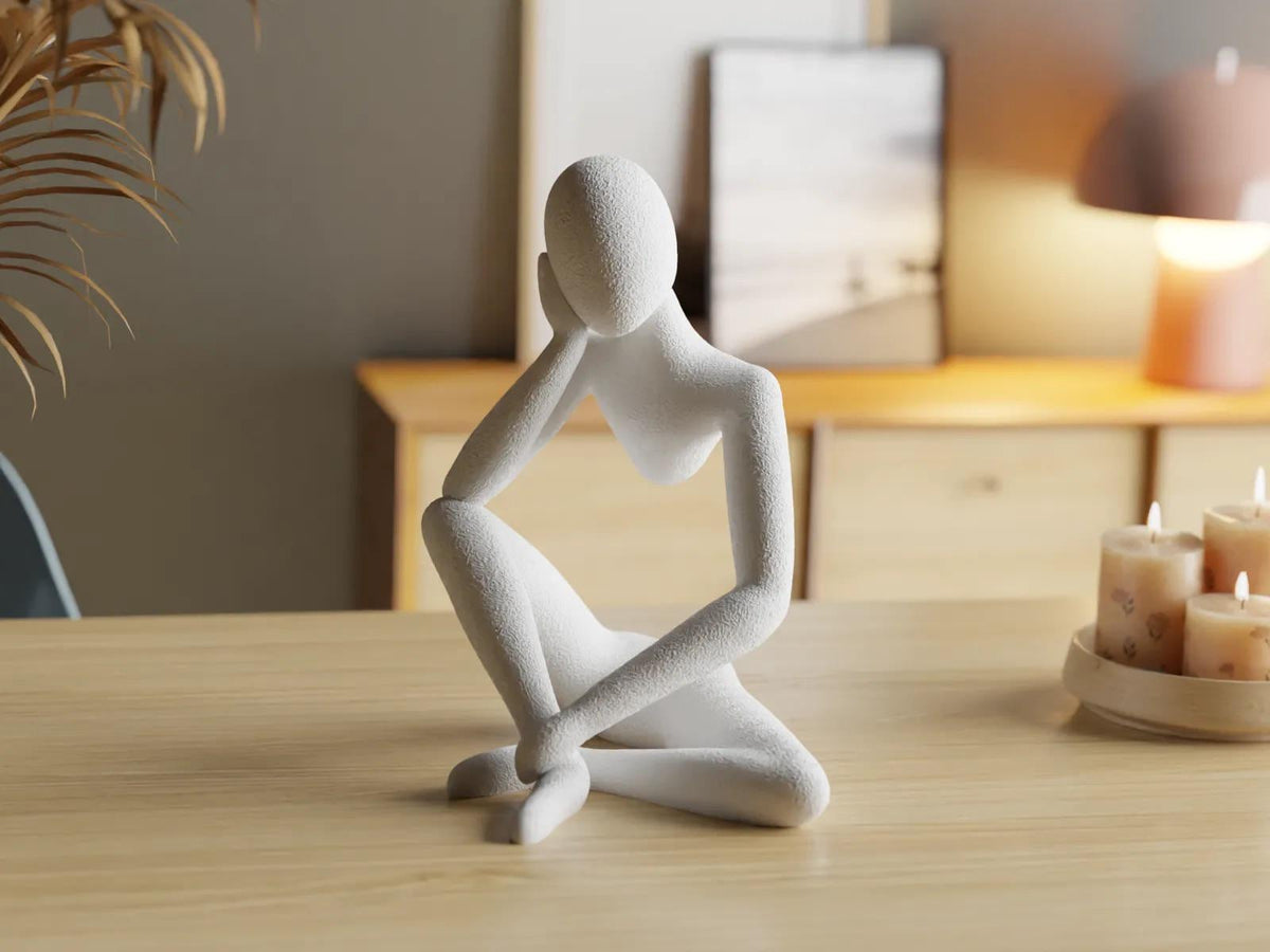 Modern 3D Printed Meditation Figure – Minimalist Home Decor Sculpture, Yoga Pose Art
