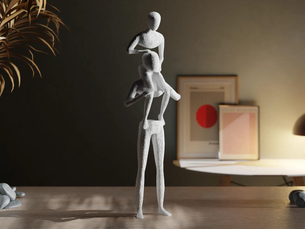 Minimalist Family Sculpture – Modern Abstract 3D Printed Statue | Parent & Child Figurine | Unique Home Decor Gift for Mom, Dad, or Couple
