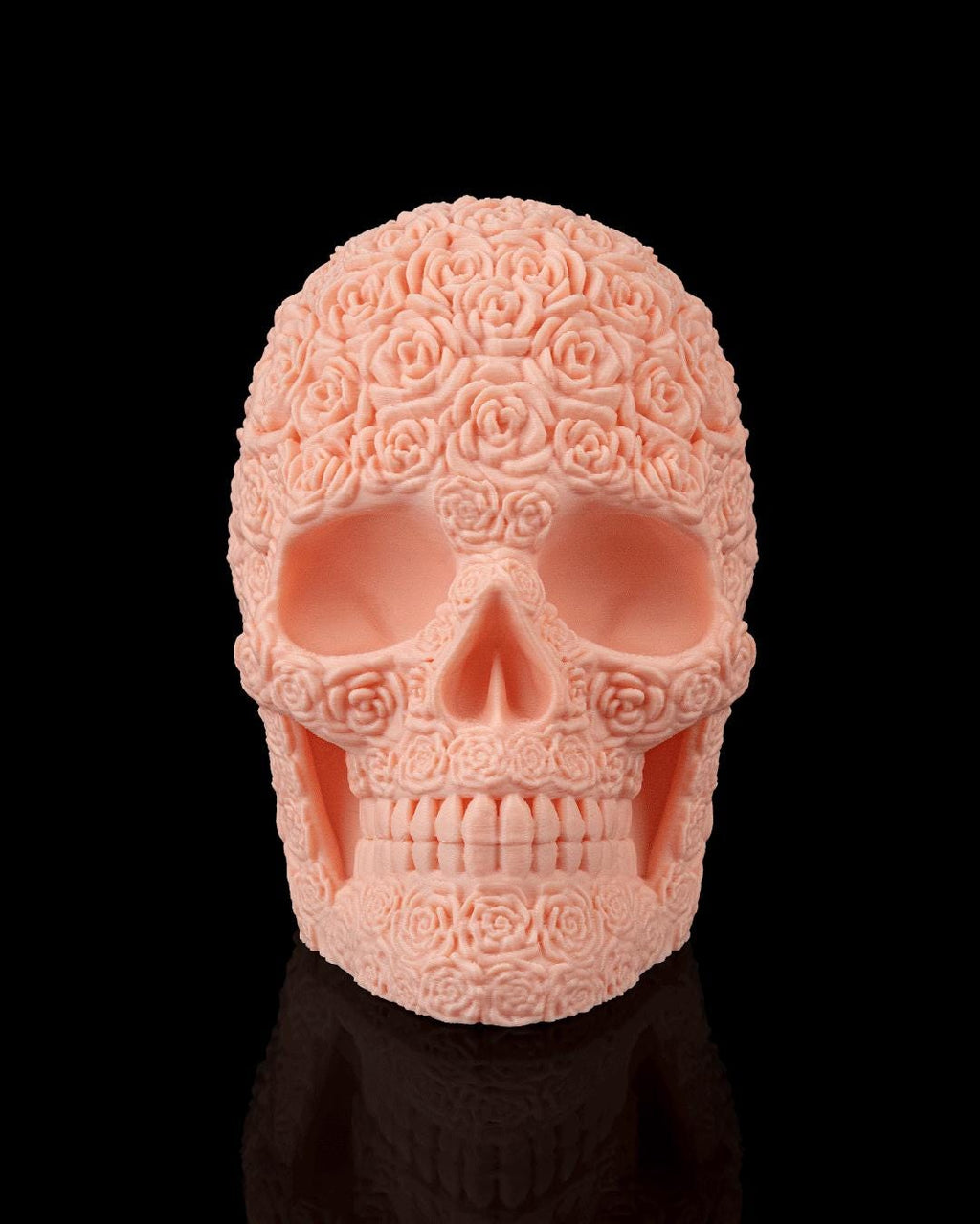Rose Skull Decor – Gothic Floral Skull Sculpture – Halloween Skull Decoration for Gothic Home Decor