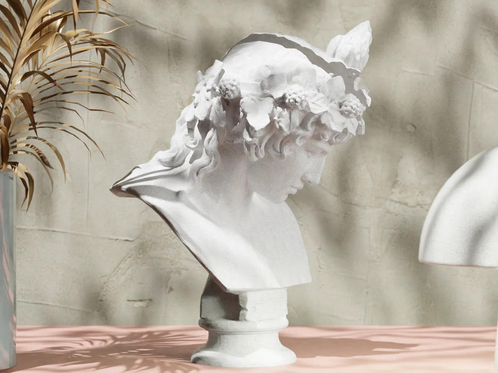3D Printed Dionysus Bust – Greek God of Wine, Mythological Decor, Unique Fragmented Sculpture