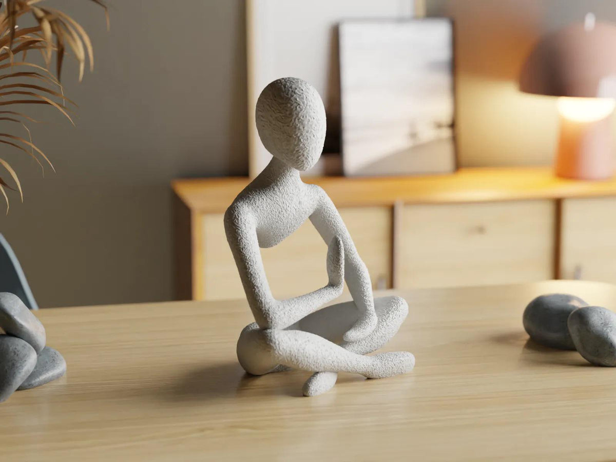 3D Printed Meditative Figure – Modern Art Sculpture for Home Decor, Zen-Inspired Yoga Pose Ornament