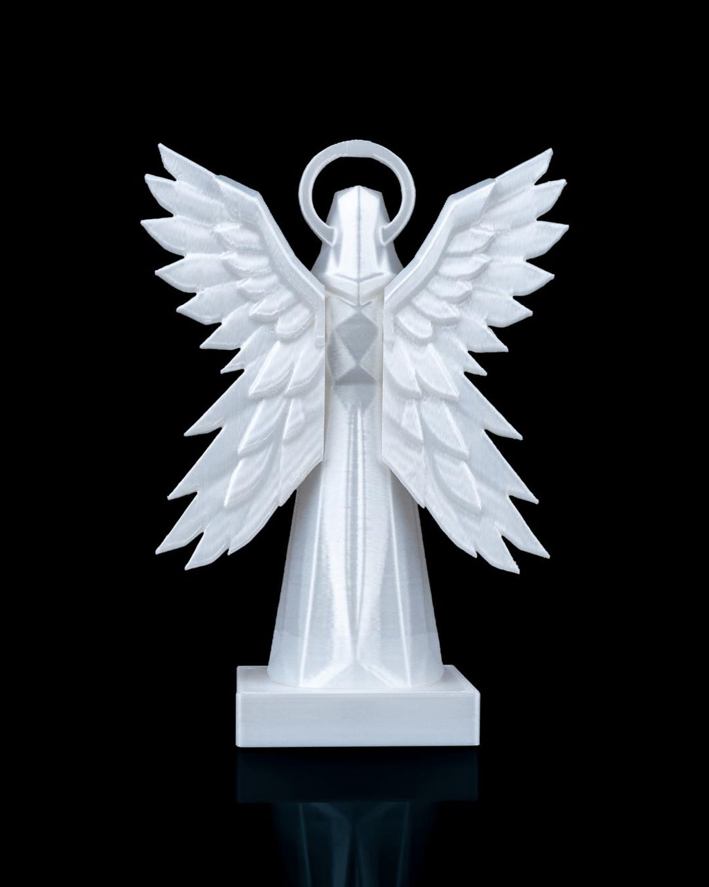 4-Winged Angel Statue – Modern Geometric Guardian Angel Sculpture with Halo