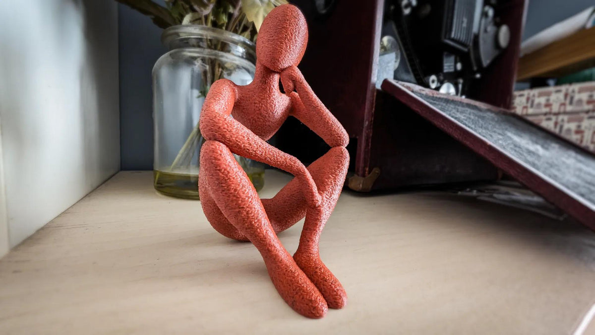 Contemplative 3D Printed Figure – Modern Art Sculpture for Home Decor, Thoughtful Pose Ornament