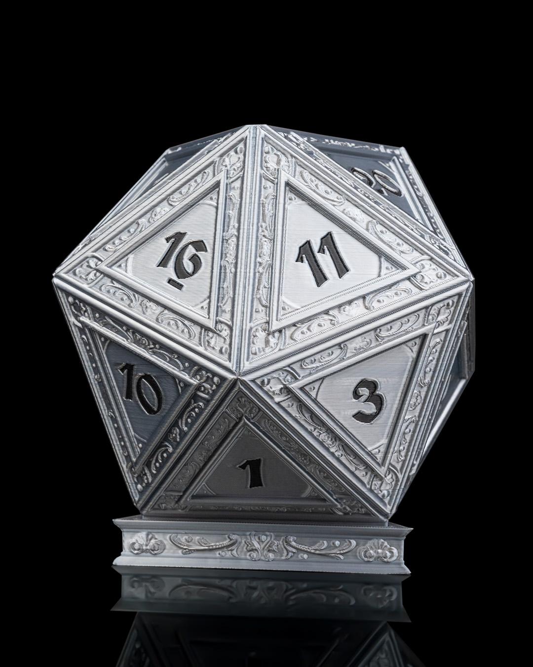 3D Printed Champion's D20 Dice Planter - Geeky RPG Decor for Gamers & DnD Fans
