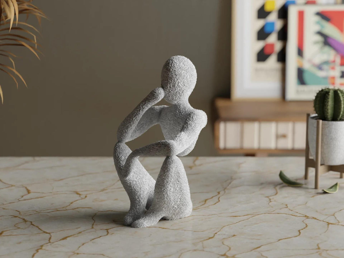 Contemplative 3D Printed Figurine – Minimalist Meditation Statue, Modern Home Decor
