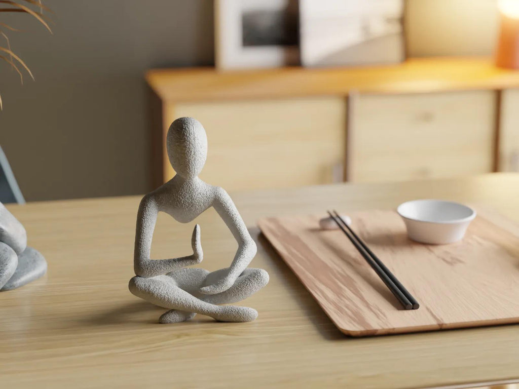 3D Printed Meditative Figure – Modern Art Sculpture for Home Decor, Zen-Inspired Yoga Pose Ornament