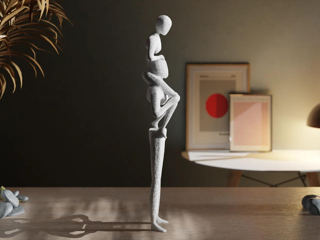 Minimalist Family Sculpture – Modern Abstract 3D Printed Statue | Parent & Child Figurine | Unique Home Decor Gift for Mom, Dad, or Couple