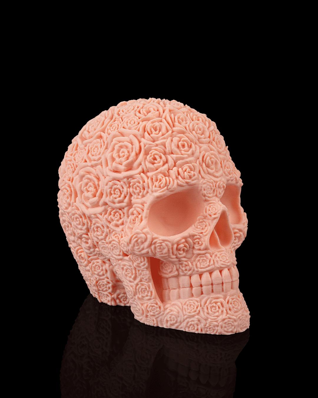 Rose Skull Decor – Gothic Floral Skull Sculpture – Halloween Skull Decoration for Gothic Home Decor