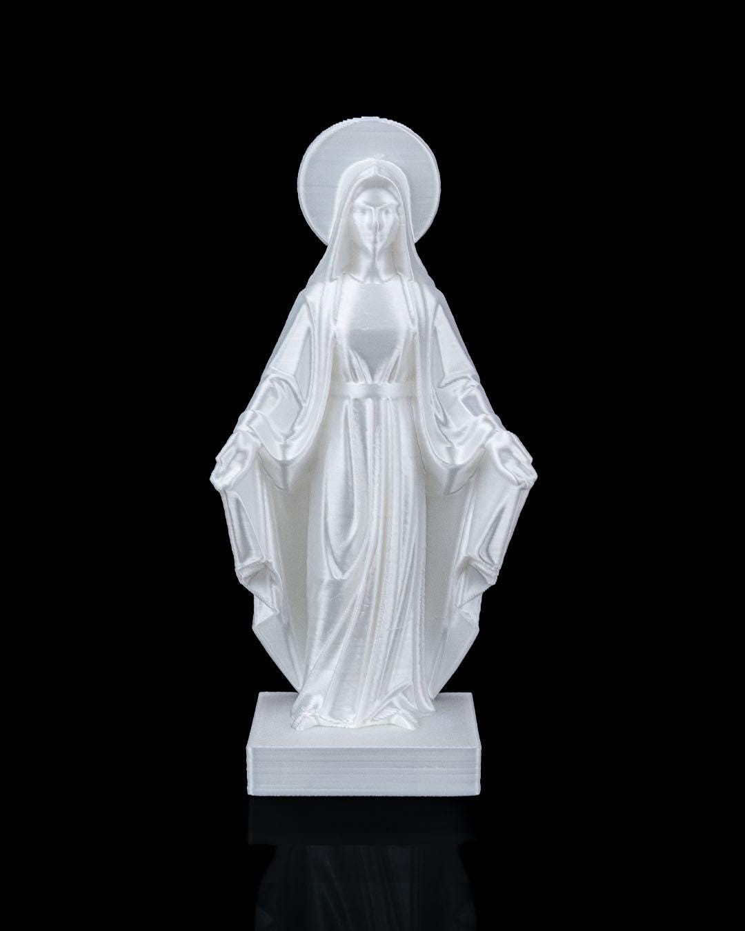 Holy Mary Statue – Virgin Mary Figurine – Religious Home Decor – Catholic Gift – Modern White Sculpture