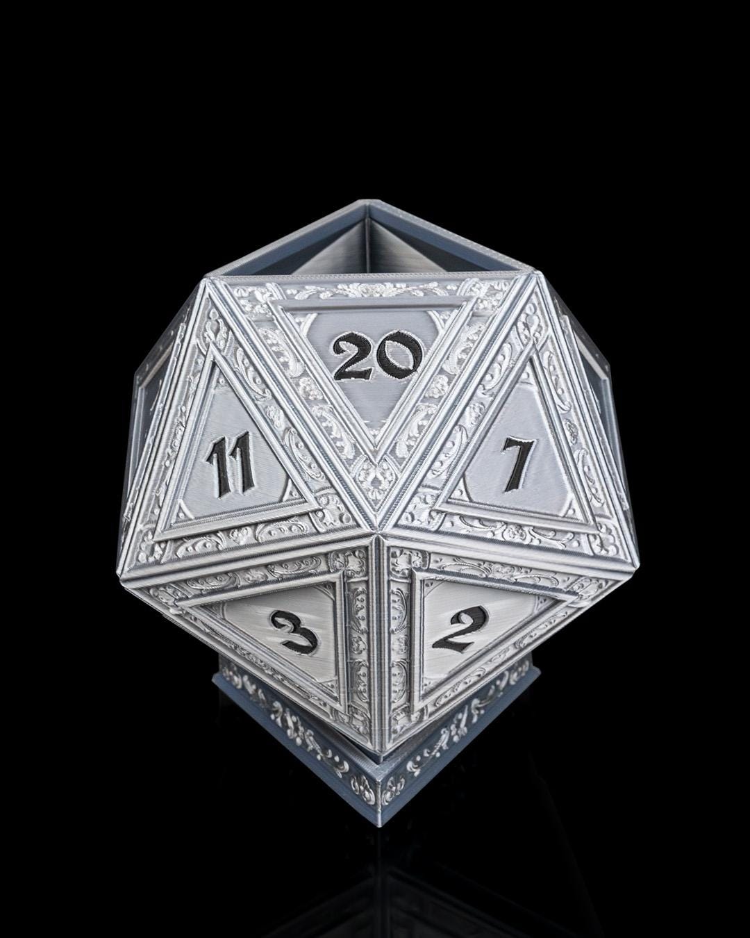3D Printed Champion's D20 Dice Planter - Geeky RPG Decor for Gamers & DnD Fans