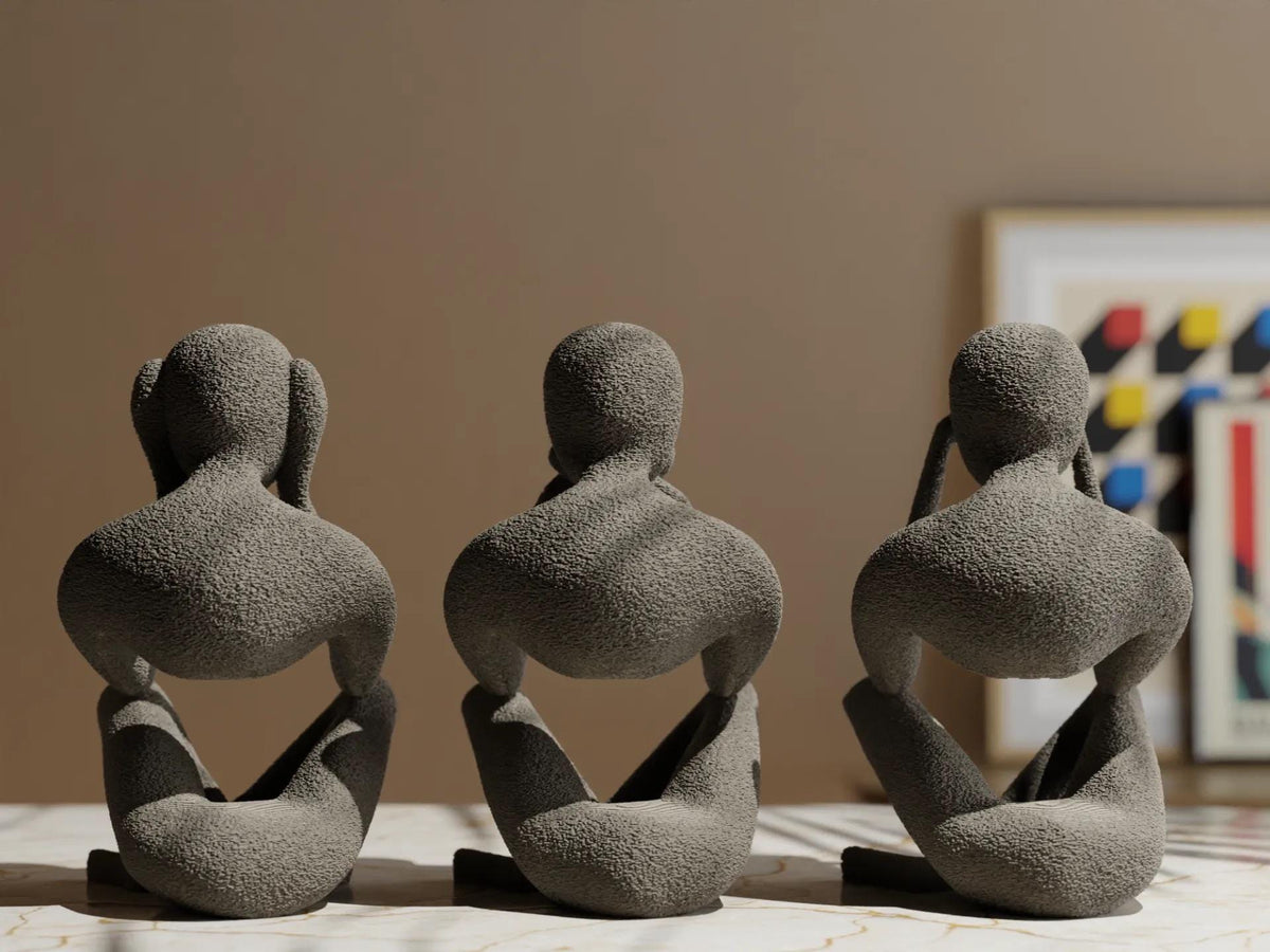Modern Statue Trio - See, Hear, Speak No Evil Figurines - Minimalist Home Decor, Unique Gift