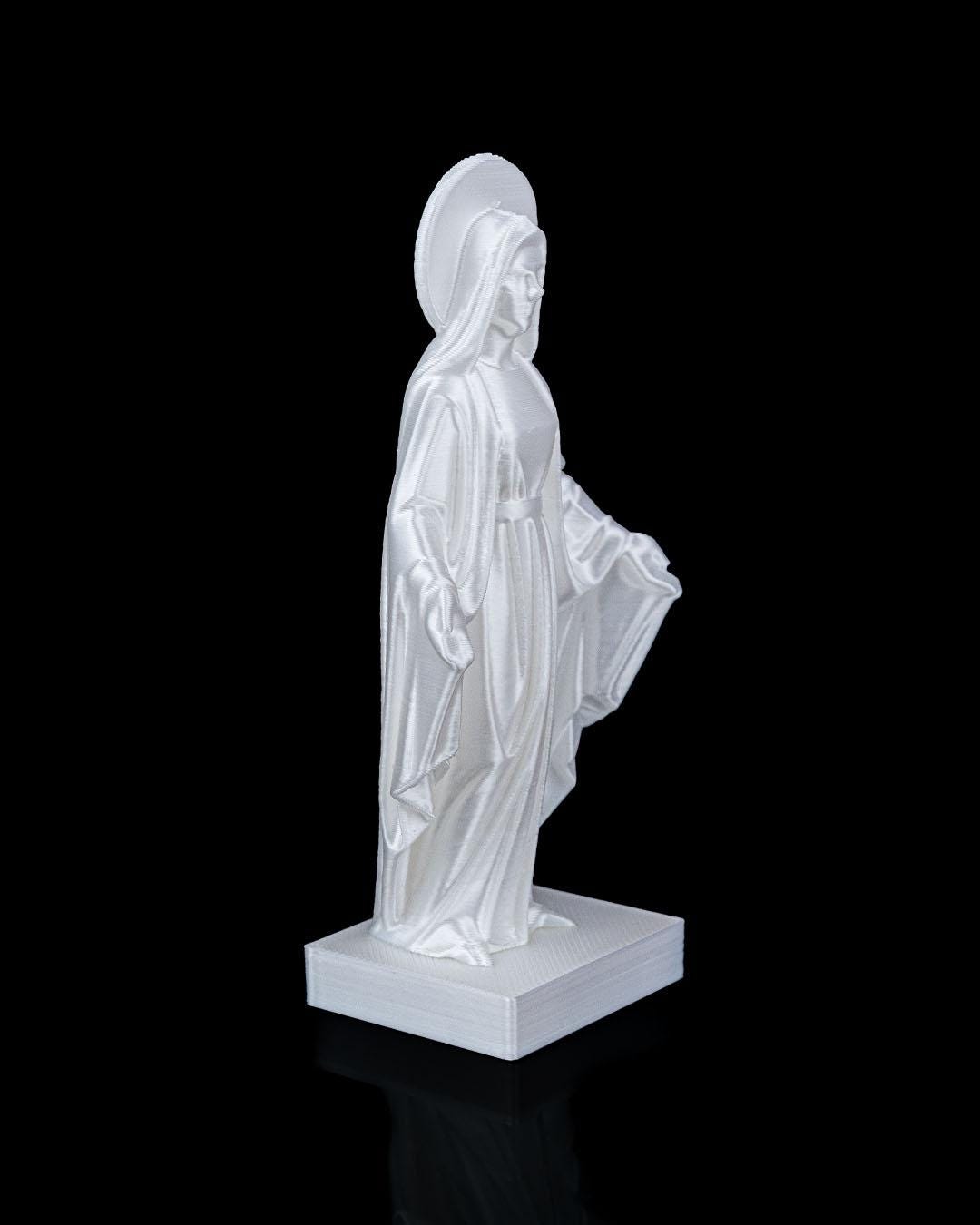 Holy Mary Statue – Virgin Mary Figurine – Religious Home Decor – Catholic Gift – Modern White Sculpture